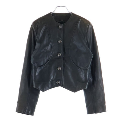Chrome Hearts Floral Button Collarless Leather Jacket Brown