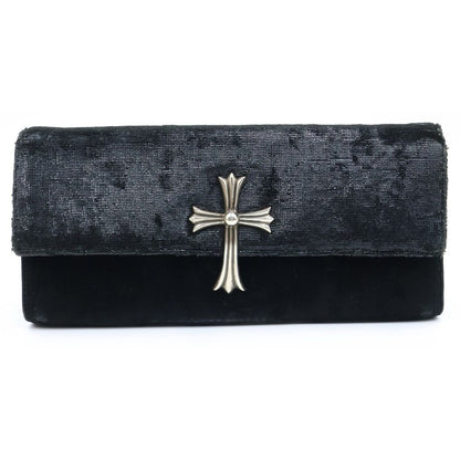 Chrome Hearts Dinner LG CH Cross Cannes Limited Large CH Suede Leather Clutch