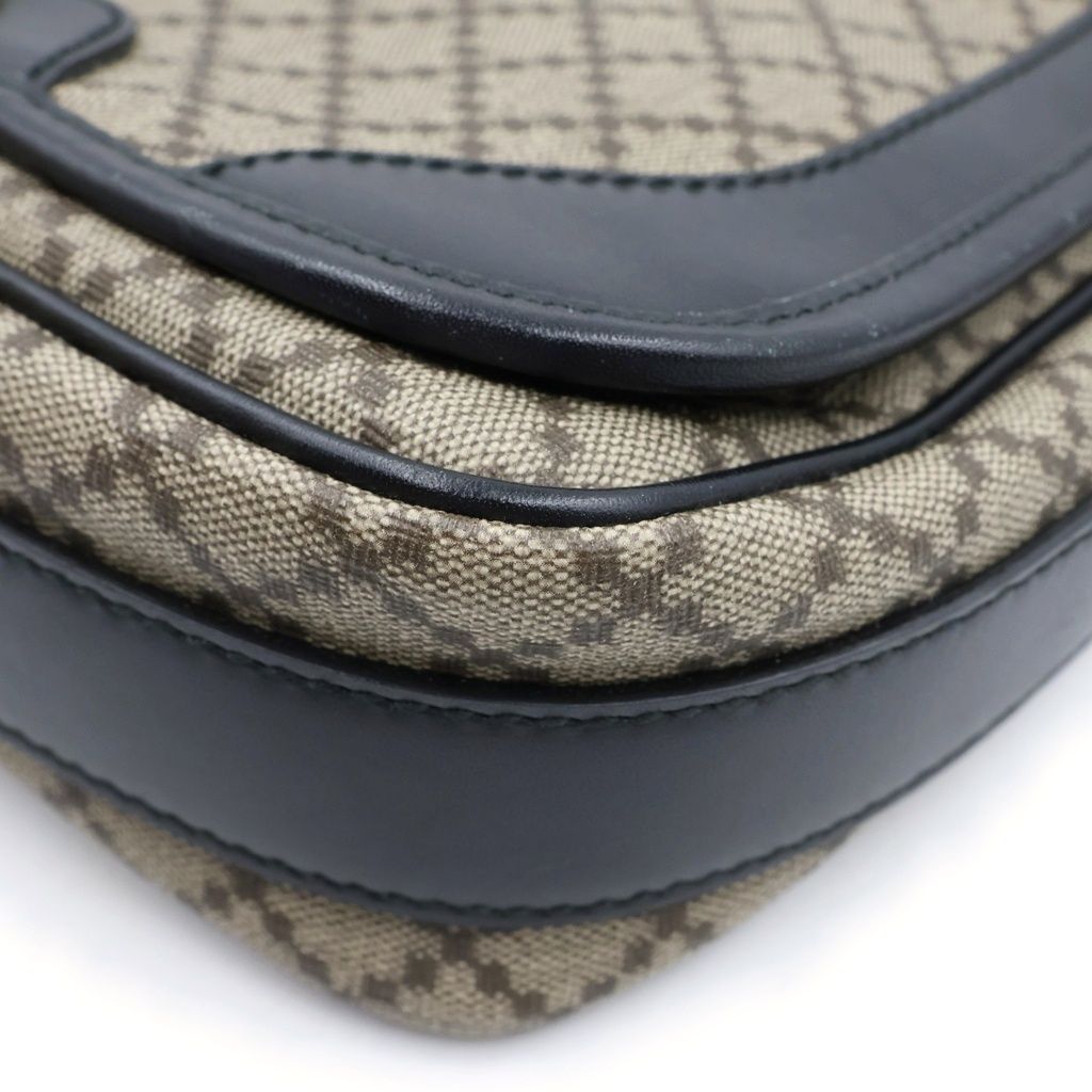 Gucci Diamante Leather Shoulder Bag Black Brown — view 5