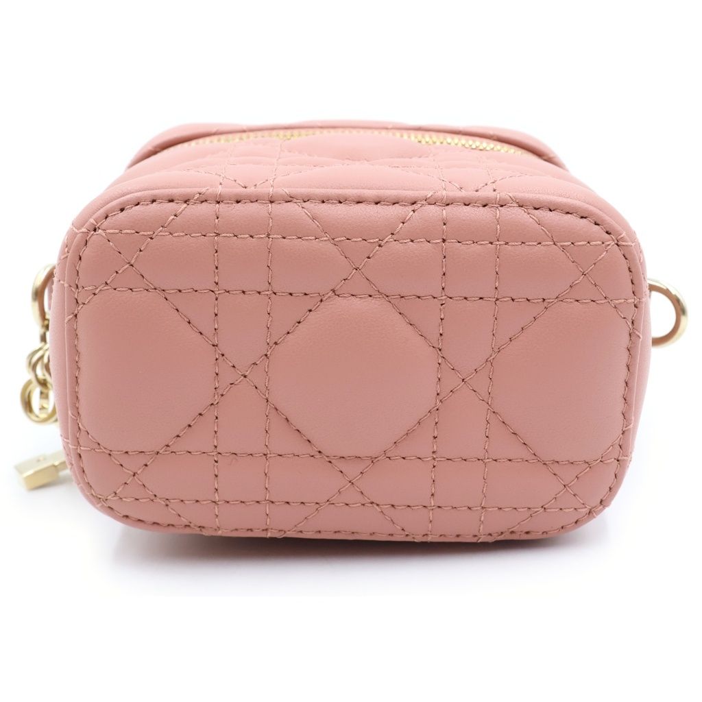 Dior Vanity Shoulder Bag Mini Pink Leather Gold — view 4