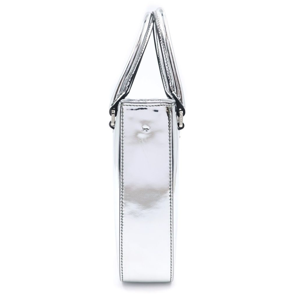 Prada Triangle Logo 2-Way Shoulder Bag Silver Patent Leather — view 3