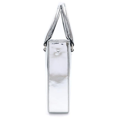 Prada Triangle Logo 2-Way Shoulder Bag Silver Patent Leather — view 3