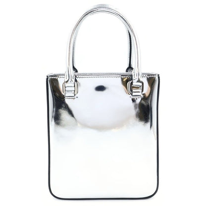 Prada Triangle Logo 2-Way Shoulder Bag Silver Patent Leather — view 2