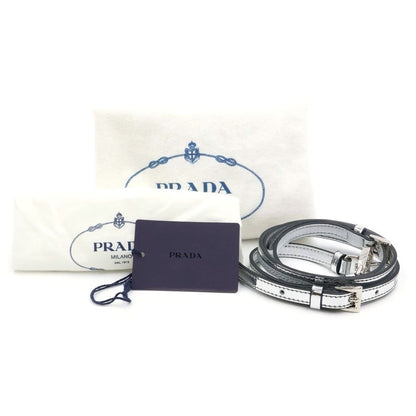Prada Triangle Logo 2-Way Shoulder Bag Silver Patent Leather — view 8