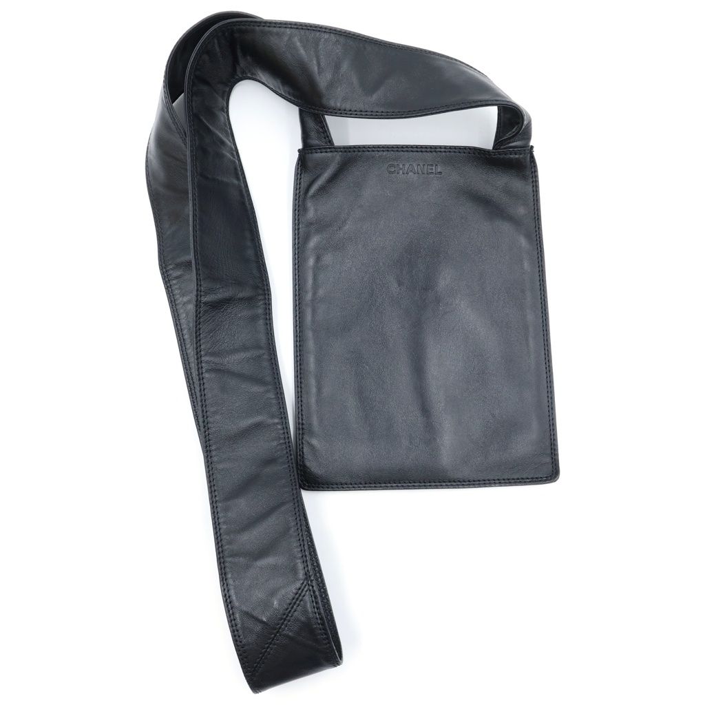 Chanel Back Black Lambskin All Leather Shoulder Bag