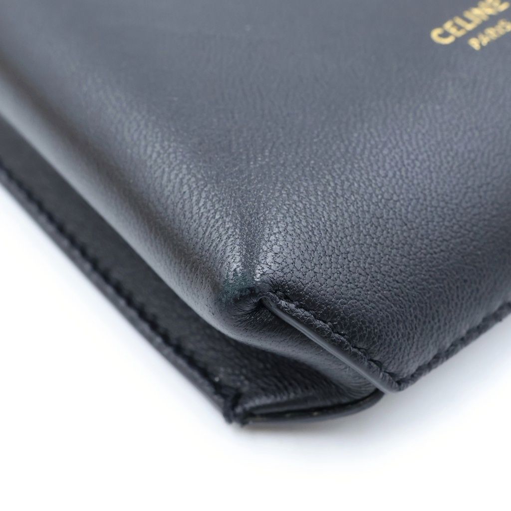 Celine Logo Phone Pouch Black Lambskin — view 6