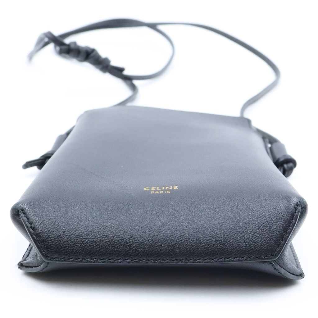 Celine Logo Phone Pouch Black Lambskin — view 4