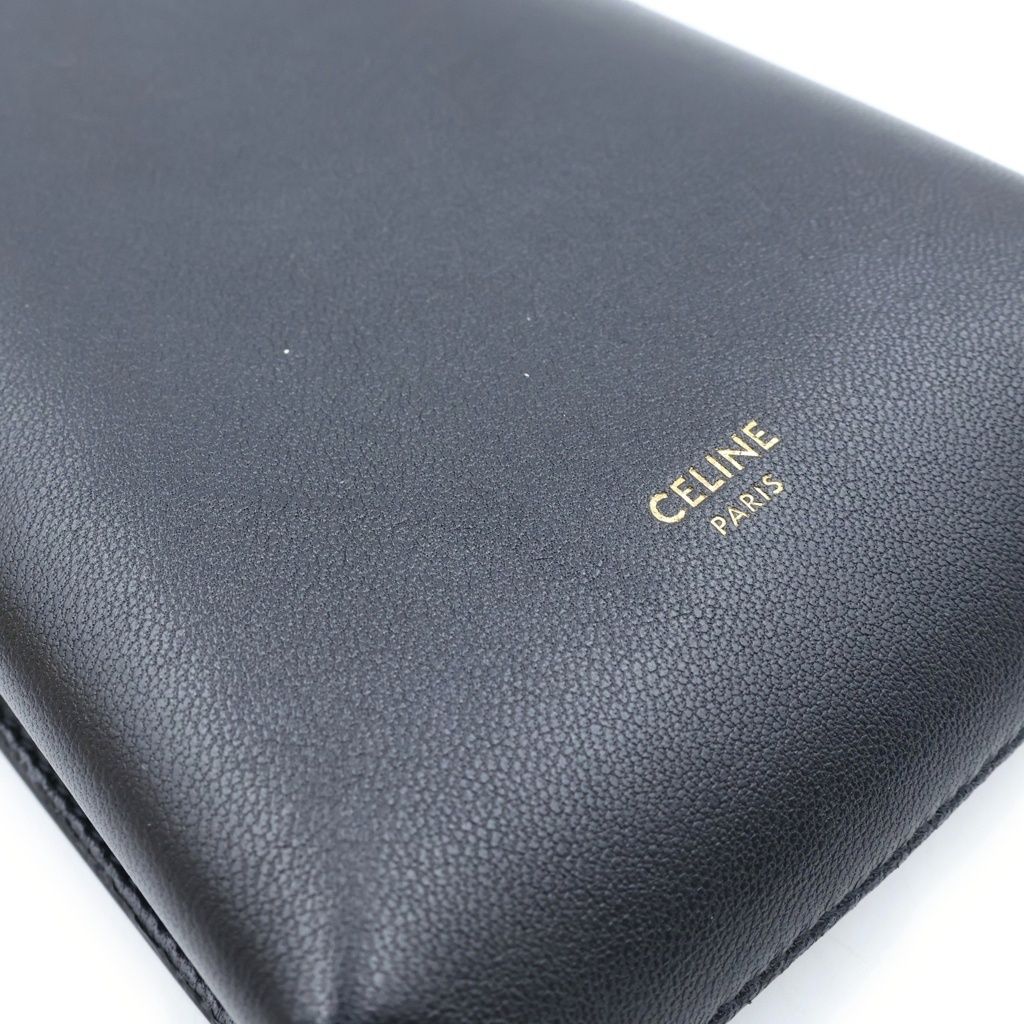 Celine Logo Phone Pouch Black Lambskin — view 7