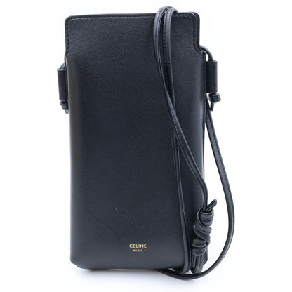 Celine Logo Phone Pouch Black Lambskin