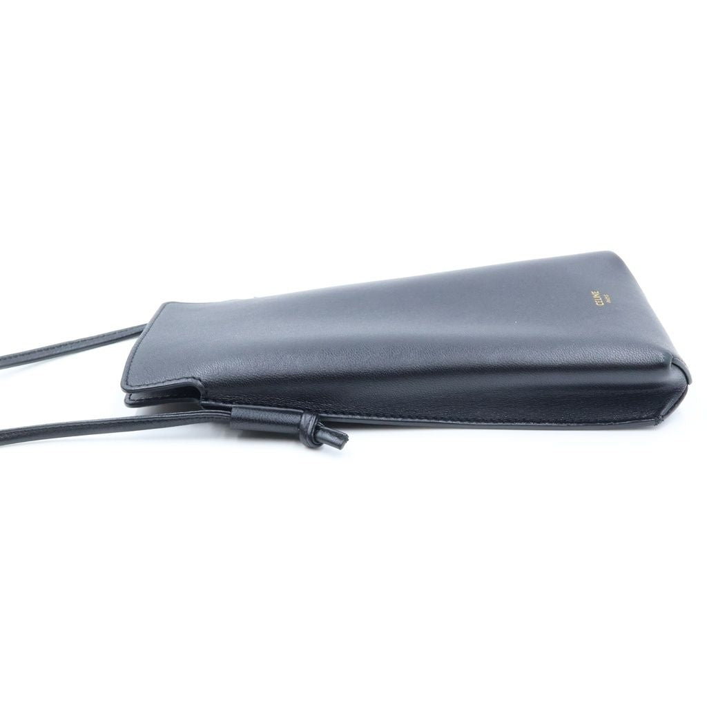 Celine Logo Phone Pouch Black Lambskin — view 3