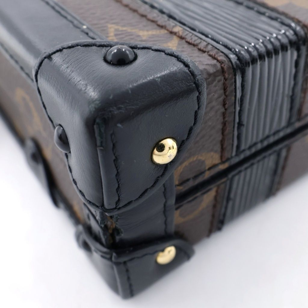 Louis Vuitton Monogram Petite Shoulder Bag Trunk Brown Black Leather — view 6
