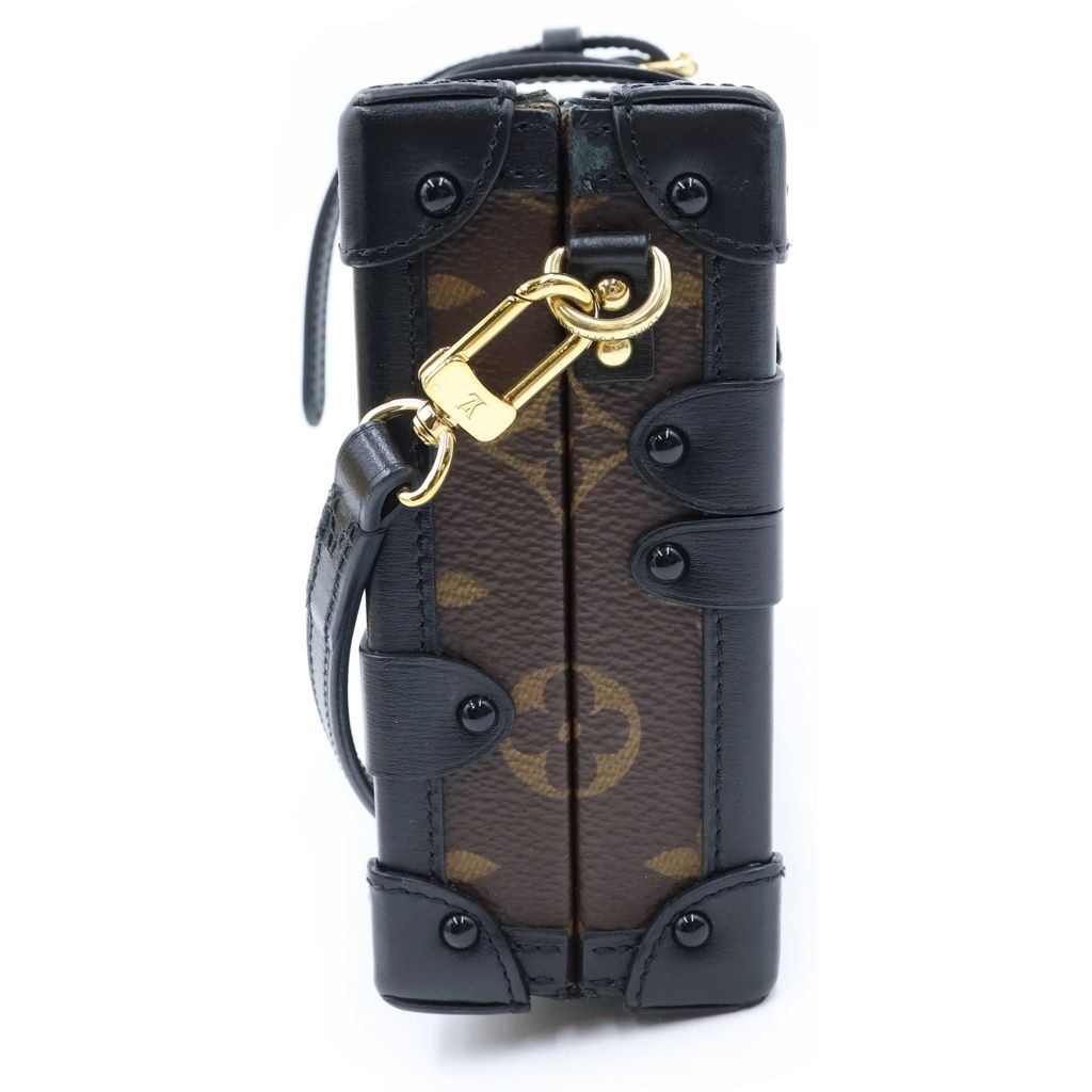 Louis Vuitton Monogram Petite Shoulder Bag Trunk Brown Black Leather — view 3