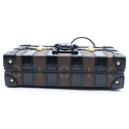 Louis Vuitton Monogram Petite Shoulder Bag Trunk Brown Black Leather — view 4