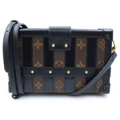 Louis Vuitton Monogram Petite Shoulder Bag Trunk Brown Black Leather — view 2