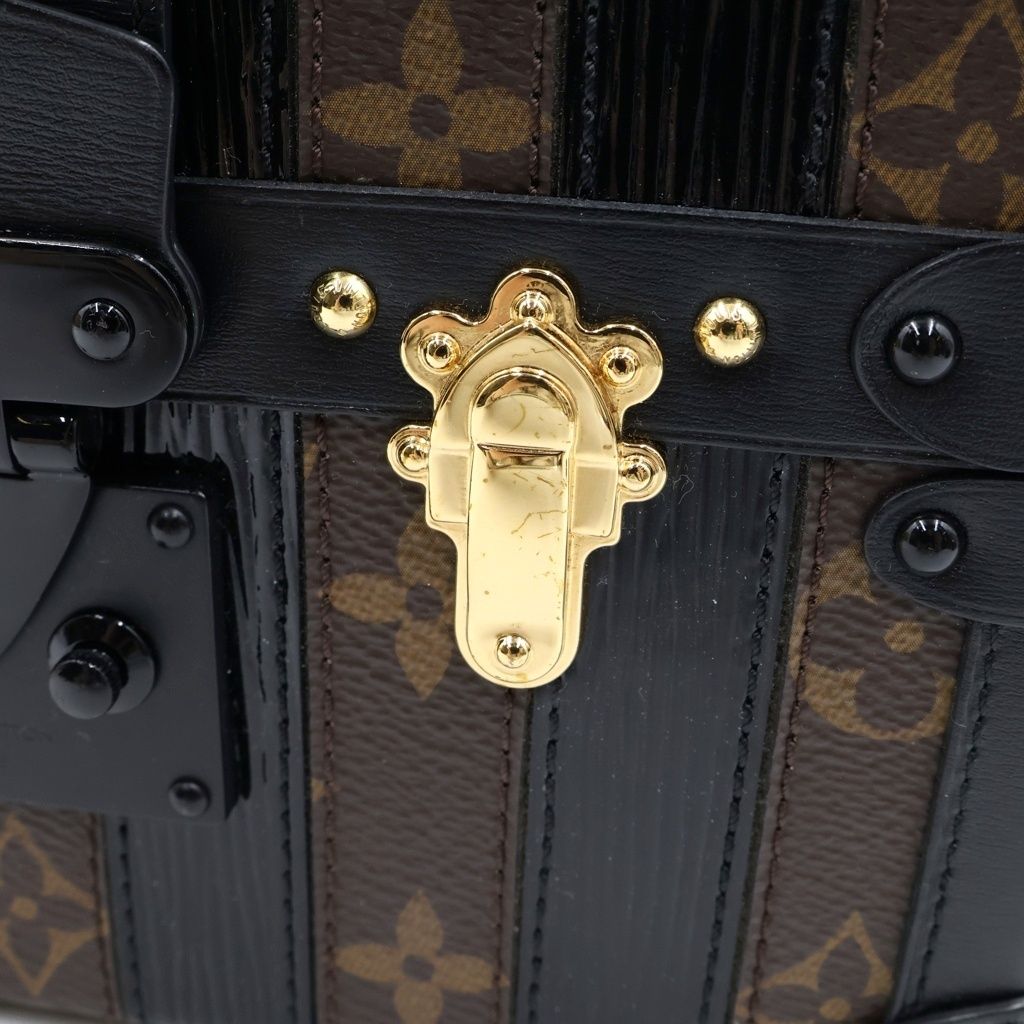 Louis Vuitton Monogram Petite Shoulder Bag Trunk Brown Black Leather — view 7