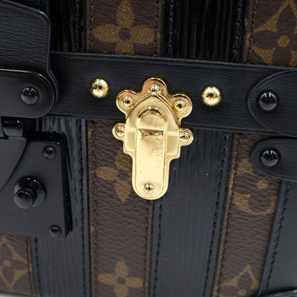 Louis Vuitton Monogram Petite Shoulder Bag Trunk Brown Black Leather — view 7