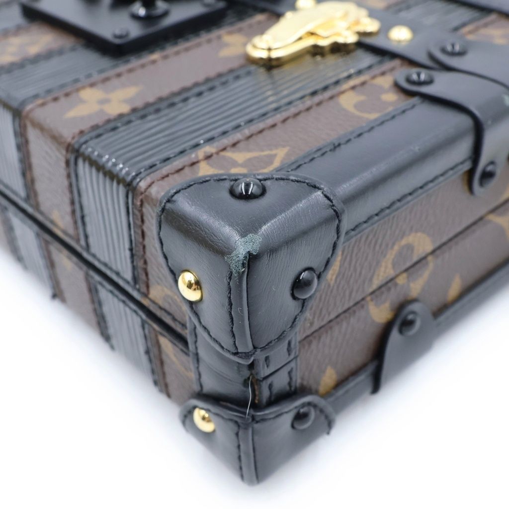Louis Vuitton Monogram Petite Shoulder Bag Trunk Brown Black Leather — view 5