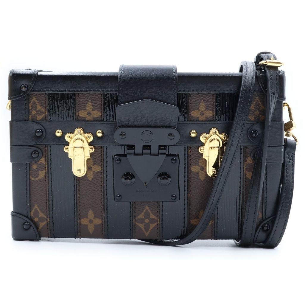 Louis Vuitton Monogram Petite Shoulder Bag Trunk Brown Black Leather