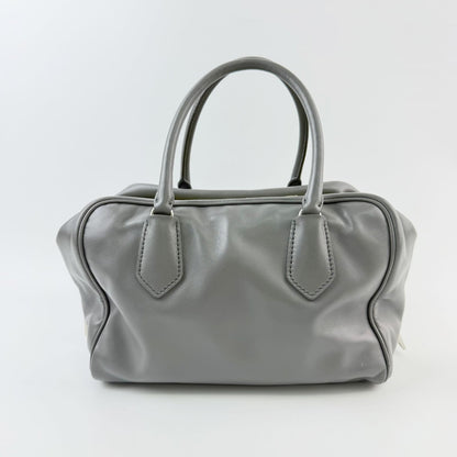 Prada Inside Soft Calfskin 2-Way Shoulder Bag Leather Gray Lime Green Silver — view 5