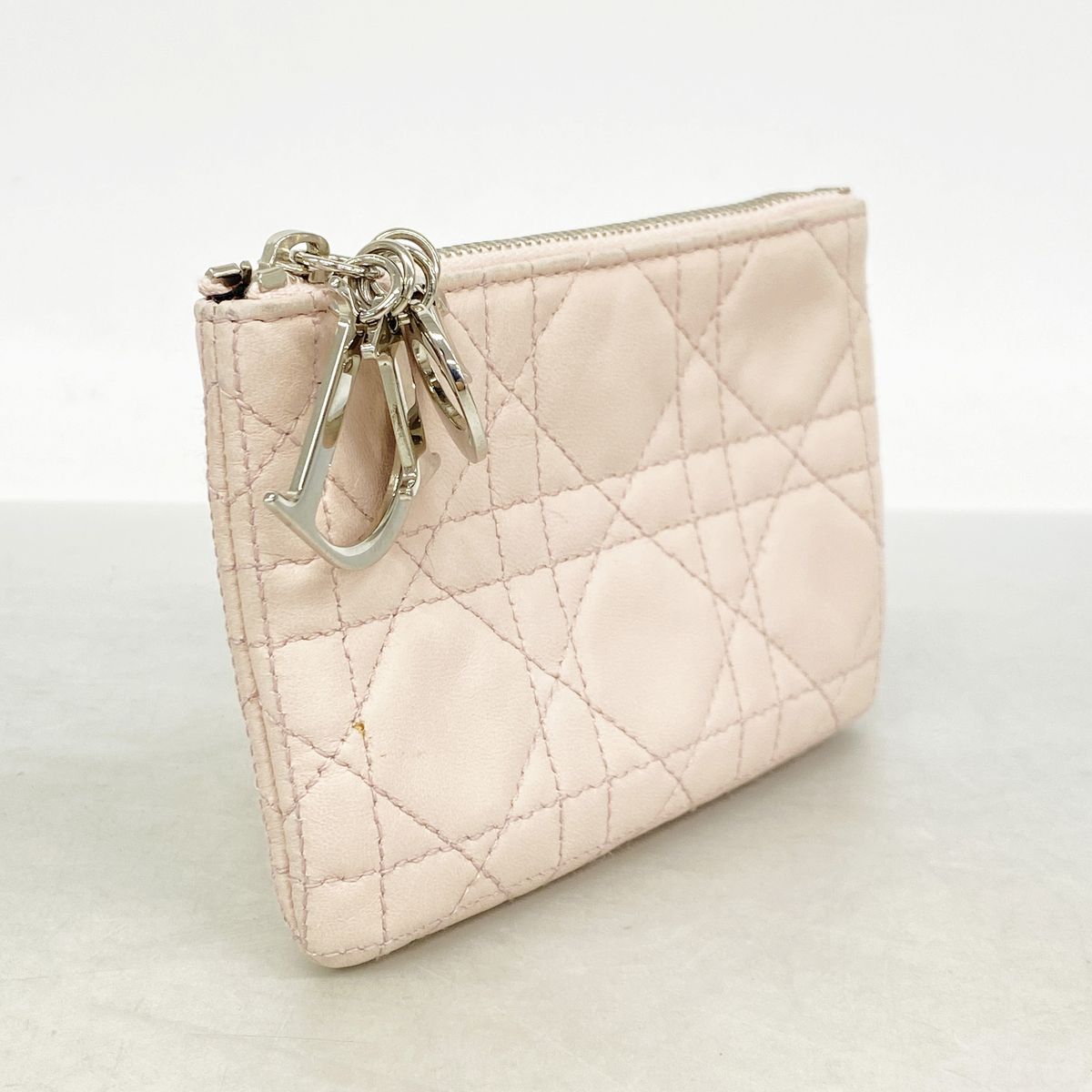 Dior Pouch Cannage Leather Pink Silver — view 2