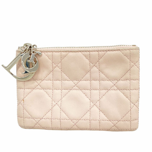 Dior Pouch Cannage Leather Pink Silver