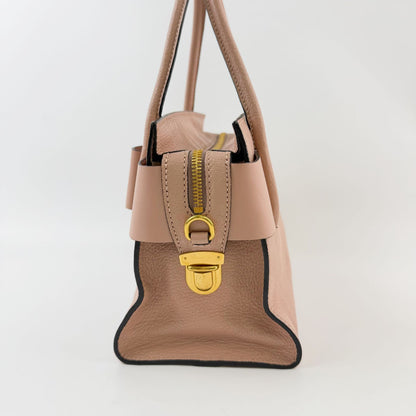 Miu Miu Ribbon Motif Leather Tote Handbag Pink Gold Vintage — view 4