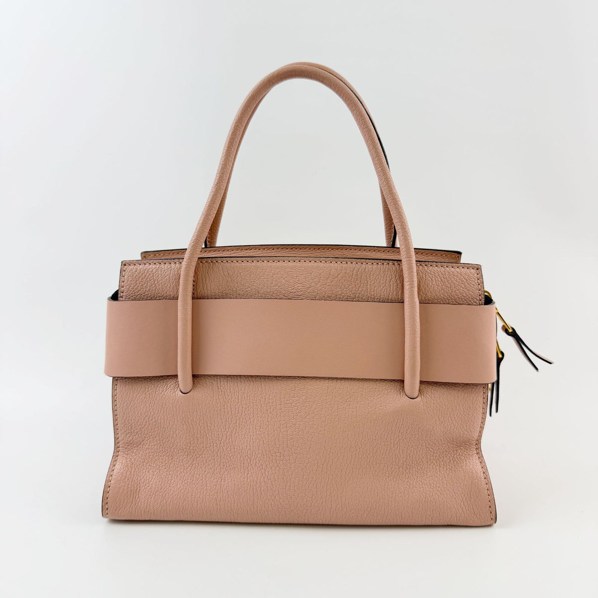 Miu Miu Ribbon Motif Leather Tote Handbag Pink Gold Vintage — view 3