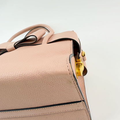 Miu Miu Ribbon Motif Leather Tote Handbag Pink Gold Vintage — view 8