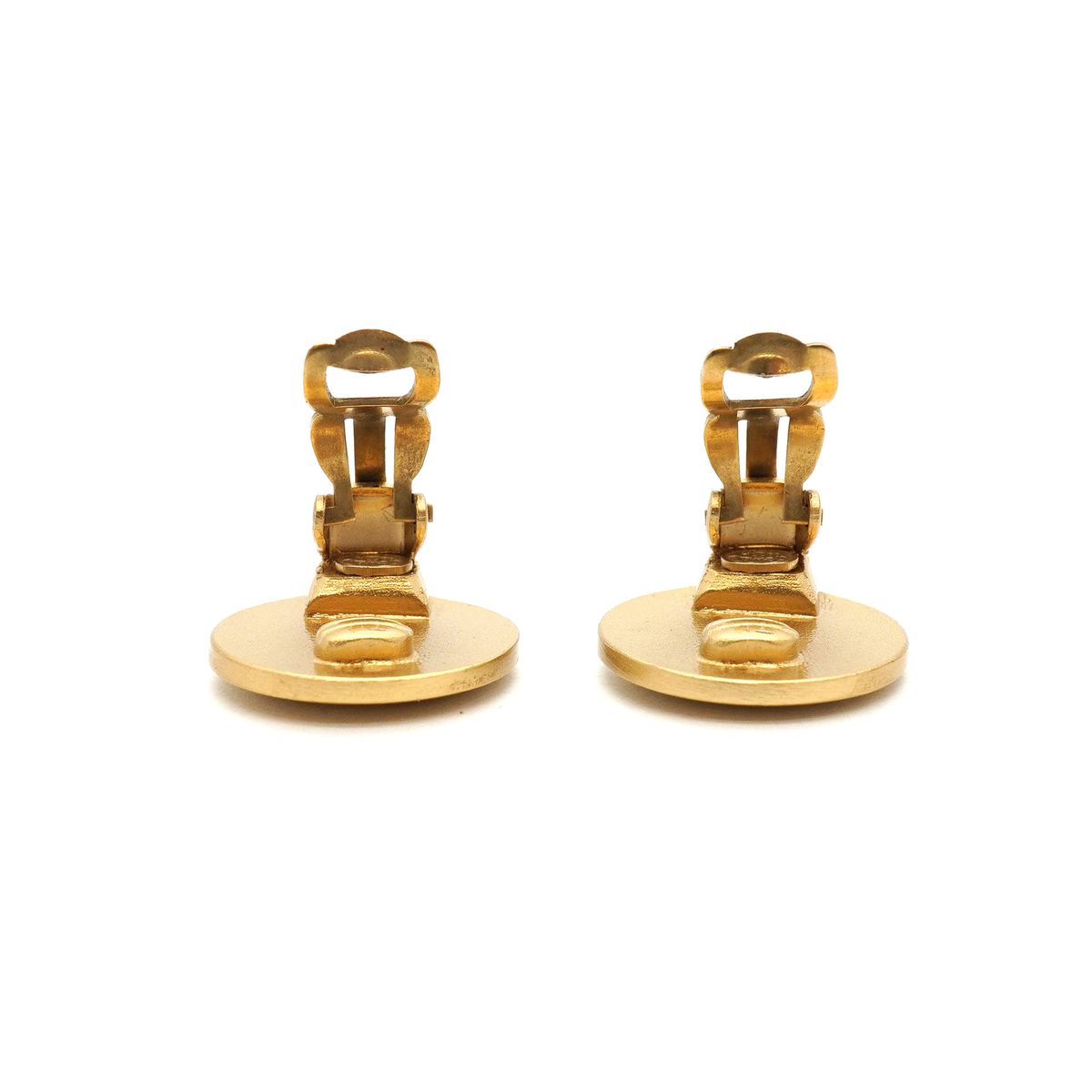 Chanel Earrings CC Logo Round Circle Gold Plated Color Stone — view 6