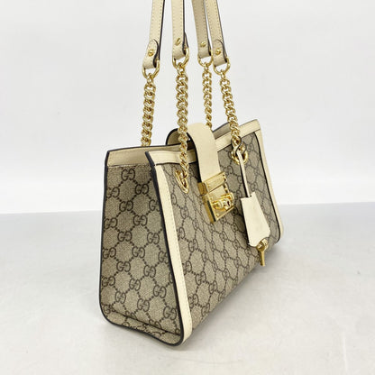 Gucci Tote Padlock GG Small Brown White Gold — view 2