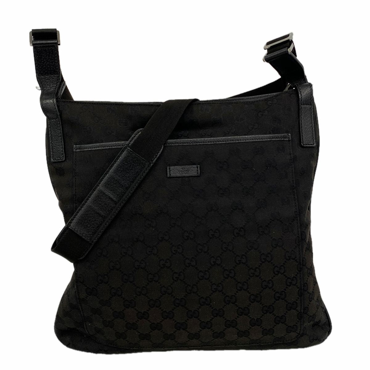 Gucci Shoulder Bag GG Canvas Black Silver