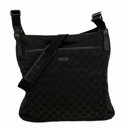 Gucci Shoulder Bag GG Canvas Black Silver
