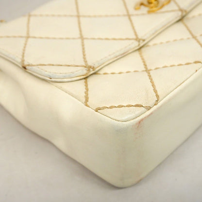 Chanel Shoulder Bag Wild Stitch Leather White Gold — view 6