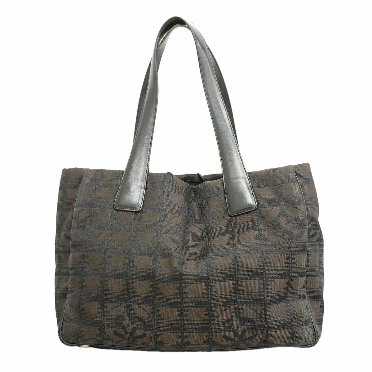Chanel Tote New Travel Nylon Brown Black Silver