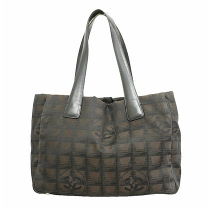 Chanel Tote New Travel Nylon Brown Black Silver