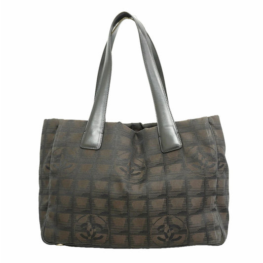 Chanel Tote New Travel Nylon Brown Black Silver