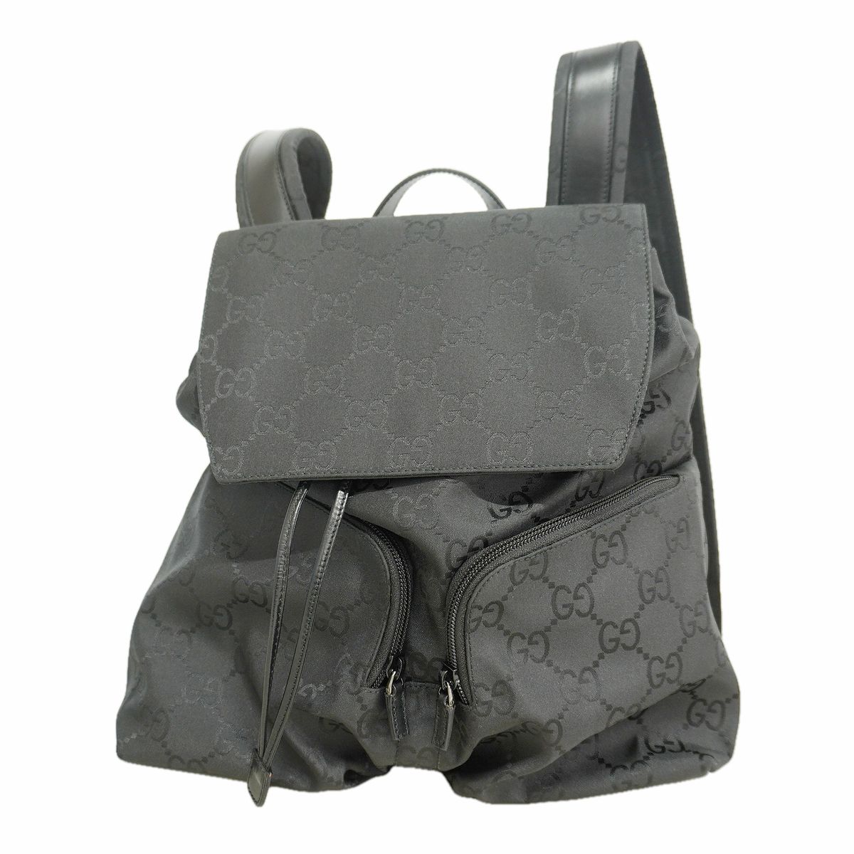 Gucci Backpack GG Supreme Nylon Black Silver