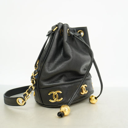 Chanel Shoulder Bag Triple Coco Caviar Leather Black Gold — view 2