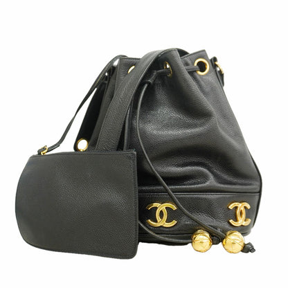 Chanel Shoulder Bag Triple Coco Caviar Leather Black Gold