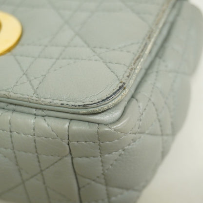 Dior Shoulder Bag Cannage Caro Leather Gray Gold — view 6