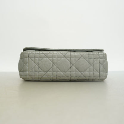 Dior Shoulder Bag Cannage Caro Leather Gray Gold — view 3