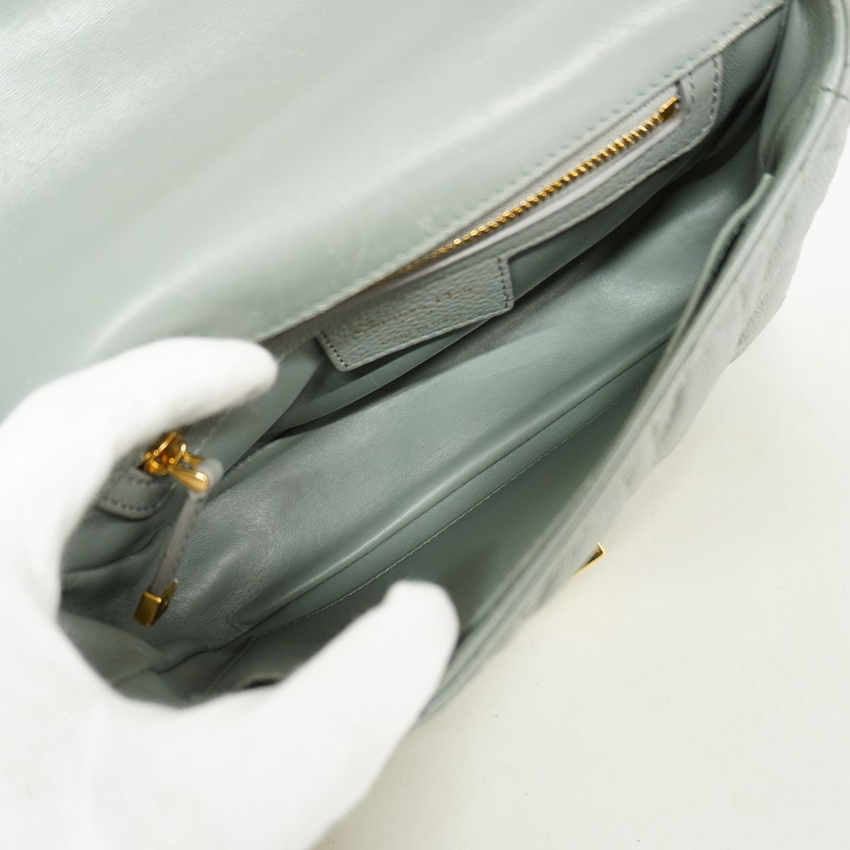 Dior Shoulder Bag Cannage Caro Leather Gray Gold — view 4
