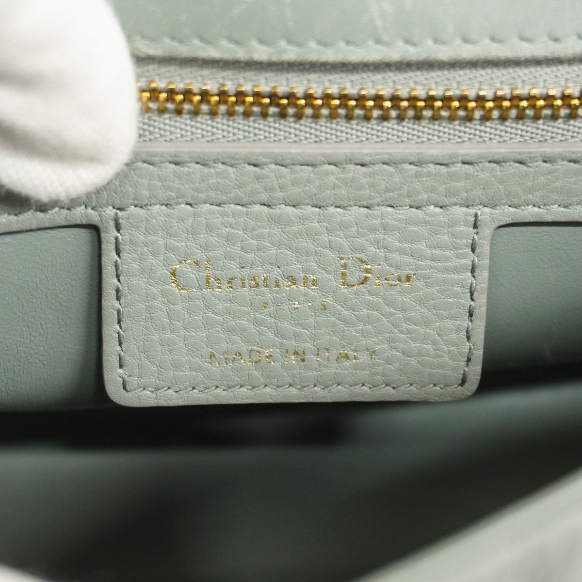 Dior Shoulder Bag Cannage Caro Leather Gray Gold — view 5