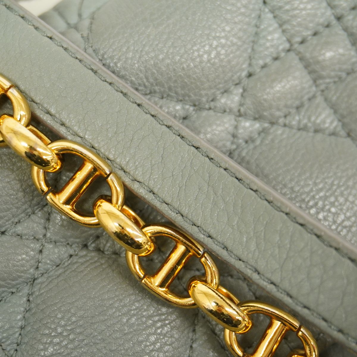 Dior Shoulder Bag Cannage Caro Leather Gray Gold — view 8