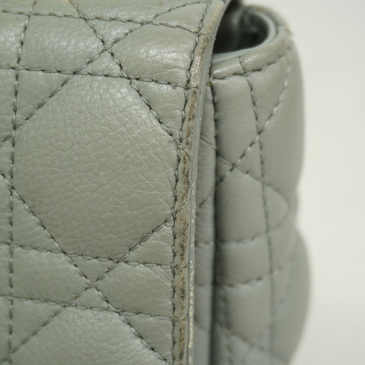 Dior Shoulder Bag Cannage Caro Leather Gray Gold — view 7