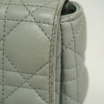 Dior Shoulder Bag Cannage Caro Leather Gray Gold — view 7
