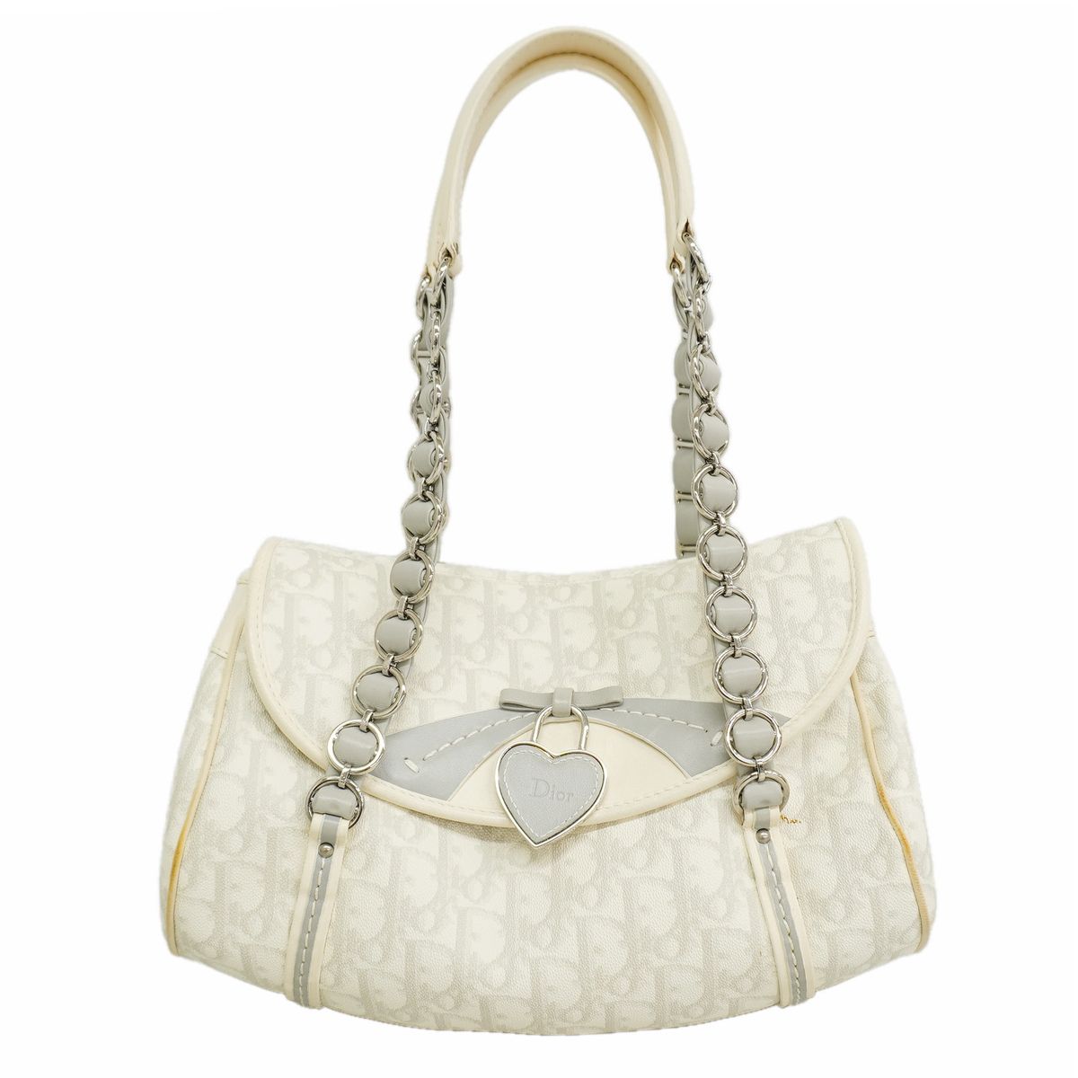 Dior Shoulder Bag Trotter Leather White Silver
