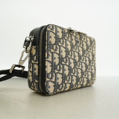 Dior Shoulder Bag Oblique Jacquard Canvas Beige Black Silver — view 2