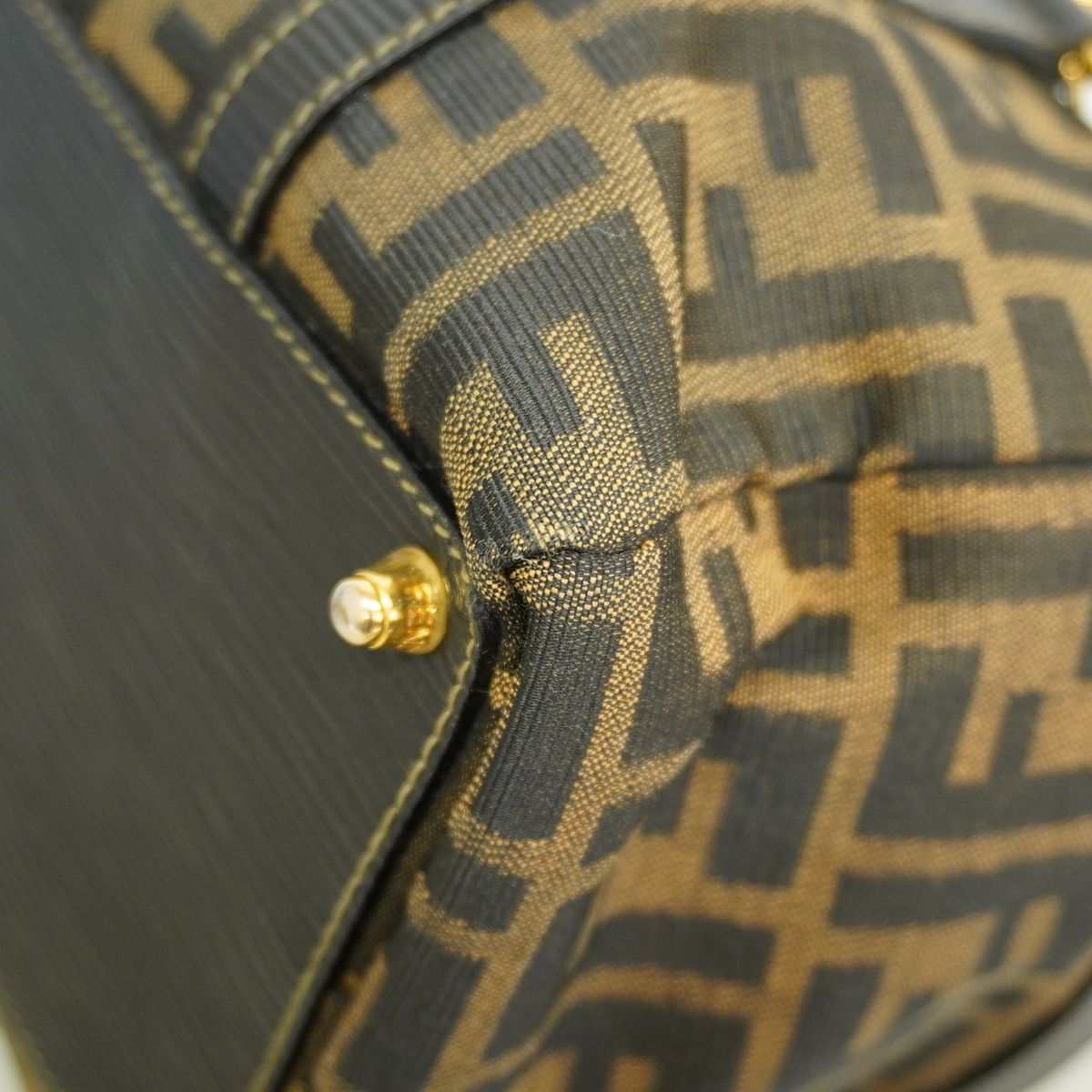 Fendi Handbag Zucca Canvas Brown Gold 2-Way Bag — view 8