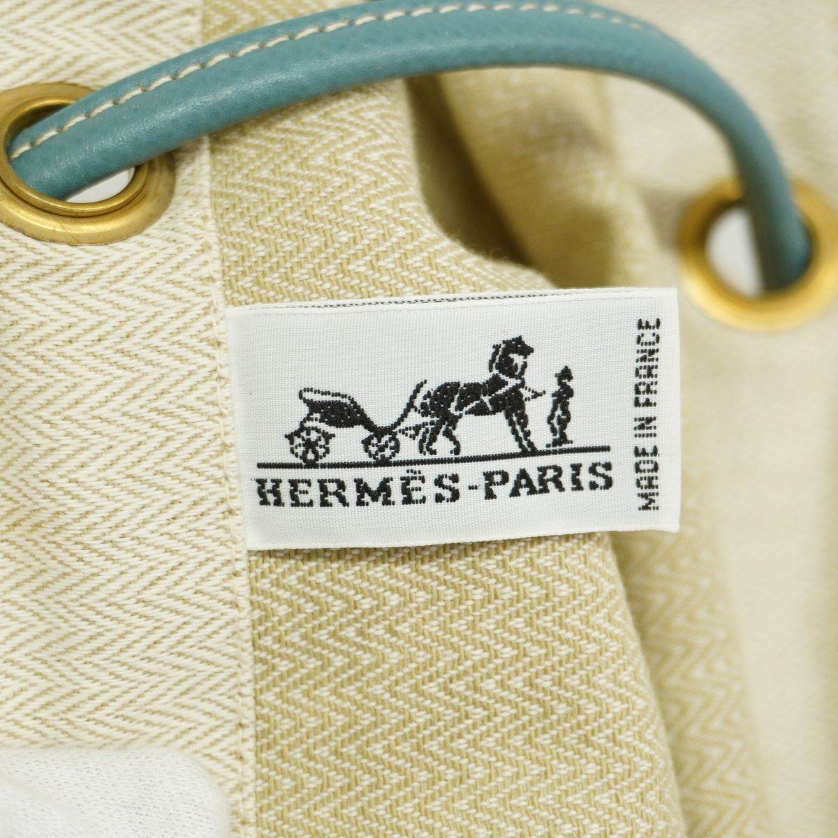 Hermes Shoulder Bag Aline Toile Chevron Blue Gold — view 5